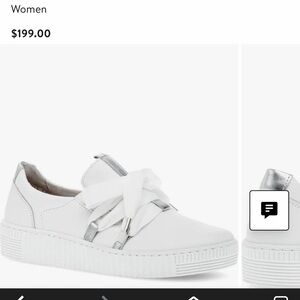 Gabor Women's White and Silver Bow Sneakers